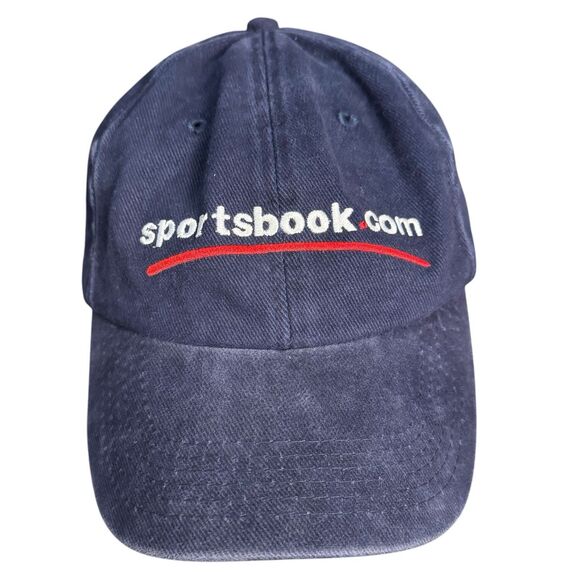 Sport Book Hat / Cap Adult Size Blue Adjustable Logo American Flag Y2K B18G - Picture 2 of 7